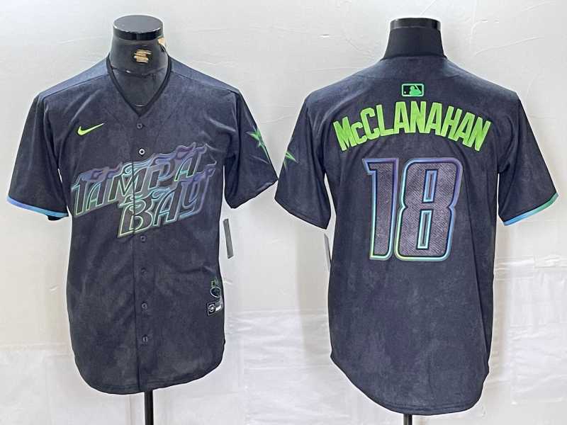 Mens Tampa Bay Rays #18 Shane McClanahan Charcoal 2024 City Connect Limited Stitched Jersey